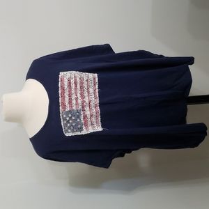 Catherines Short Sleeve T-Shirt with lace American Flag detailing. Size 5X